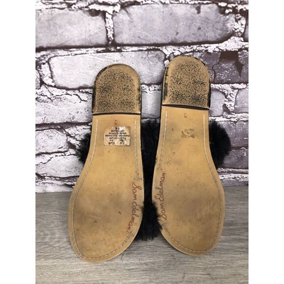 Sam Edelman Griselda Black Faux Fur Strap Slides Sandals Women’s Sz 9M US/39EU - Picture 13 of 15